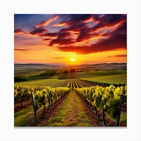 Sunset Sky Agriculture Yellow Growing Landscape Vine Growing Green Country Farm Sunrise G (3) Canvas Print