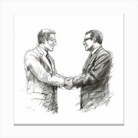 Two Men Shaking Hands Canvas Print