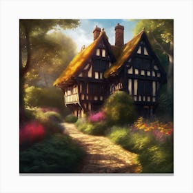 Moss Covered Tudor House in Summer Canvas Print