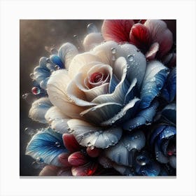 Blue And White Roses Canvas Print