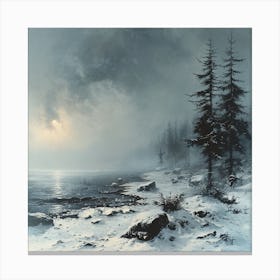 'Snowy Lake' Canvas Print