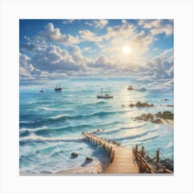 Dreamshaper V7 The Beautiful Beach The Clear White Water And A 0 Canvas Print