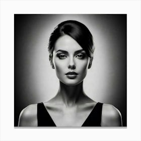 Black And White Portrait Of Beautiful Woman 1 Canvas Print