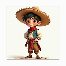 Spanish Boy In Traditional Attire, Watercolor With Rustic Charm 1 Canvas Print