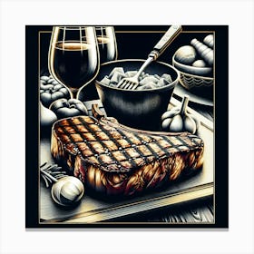 Steak And Wine Canvas Print