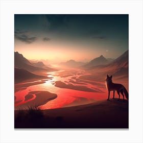 The Spreading of the First Plague (river, desert, fox, canyon) Canvas Print