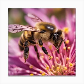 Bee On Flower Canvas Print