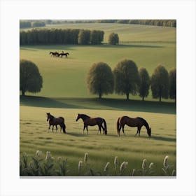 Horses In The Field 6 Canvas Print