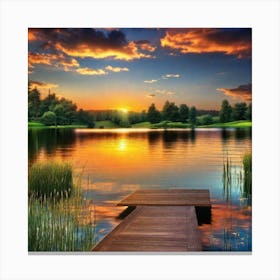 Sunset At The Lake 7 Canvas Print