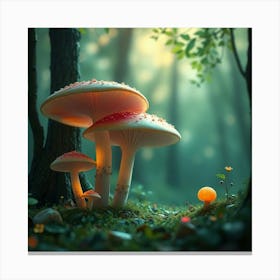 Mushrooms In The Forest 3 Canvas Print