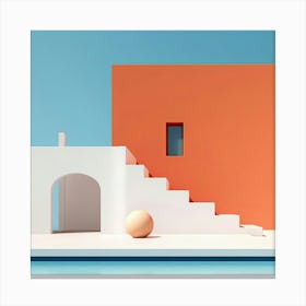 Modern Orange House Summer Photography Canvas Print