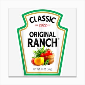 Ranch Sauce Green Salad Dressing Halloween Costume Matching Canvas Print