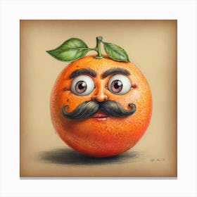 Orange With Mustache Canvas Print