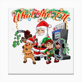 Santa Rudolph And Elf Funny Christmas Canvas Print