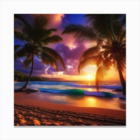 Sunset On The Beach 707 Canvas Print