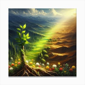 Tree In The Valley Canvas Print