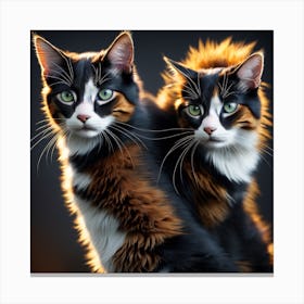 Portrait Of Two Cats Canvas Print