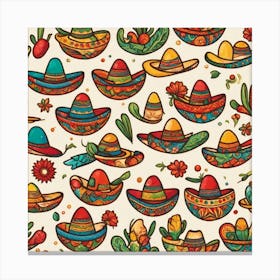 Mexican Hats Seamless Pattern Canvas Print