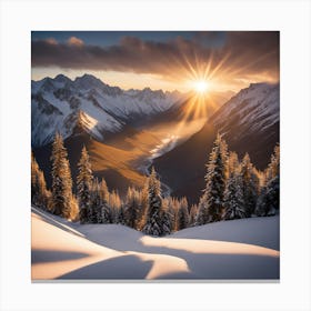 The Sun Going Down in the Mountains Canvas Print