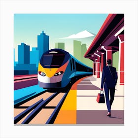 Illustration Of A Commuter Train Canvas Print