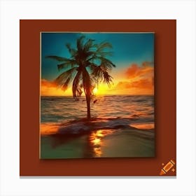 Palm Tree At Sunset Canvas Print