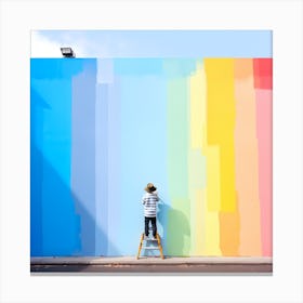 Rainbow Painted Wall Canvas Print