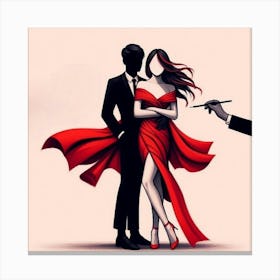 Man And Woman In Red Dress Canvas Print