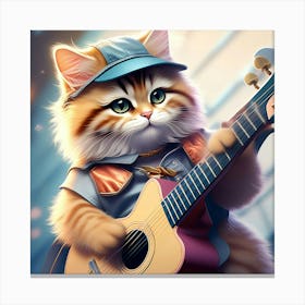 Cat Playing Guitar 1 Canvas Print