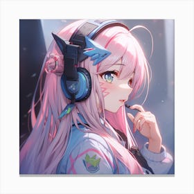 Anime Girl With Headphones Canvas Print