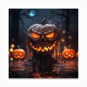 Halloween Pumpkins In Water Canvas Print