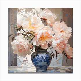 Peonies In A Vase Canvas Print