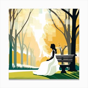 Woman Sitting On Park Bench 13Vector art Canvas Print