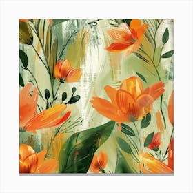 Orange Flowers Seamless Pattern Canvas Print