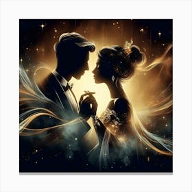 Couple In Love With Starry Sky Canvas Print