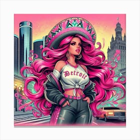 Pink Haired Girl 4 Canvas Print