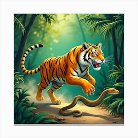 Tiger In The Jungle Canvas Print