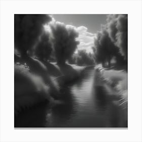 River In Black And White 4 Canvas Print