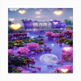 Roses In The Water Canvas Print