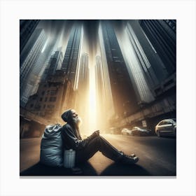 Homeless in a rich city Canvas Print