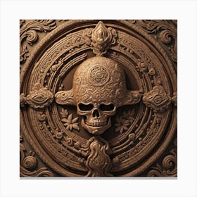 Skull In The Ornate Frame Canvas Print