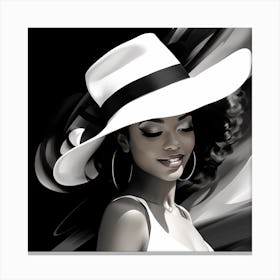 Beautiful Woman In A White Hat Canvas Print