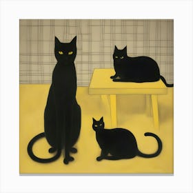 Three Black Cats Canvas Print