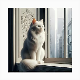 High Resolution 3d Image Of An Elegant Cat Sitting On The Windowsill 2 Canvas Print