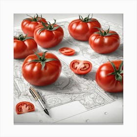 Tomatoes On Paper Canvas Print