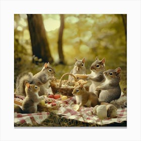 Squirrels Picnic Canvas Print