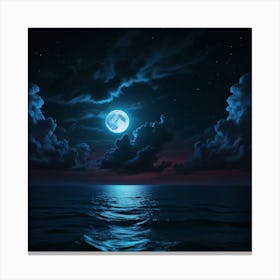 Default Neon Light Art In The Dark Of Night Moonlit Seas Cloud 1 (1) Canvas Print