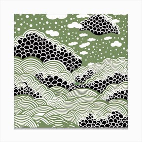Yayoi Kusama Inspired Moss Green Sky Canvas Print
