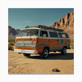 Leonardo Lightning Boho Van In The Desert Art 3 Canvas Print