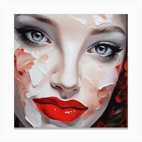 Portrait Of A Woman With Red Lipstick Canvas Print