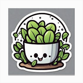 Kawaii Plant Sticker Canvas Print